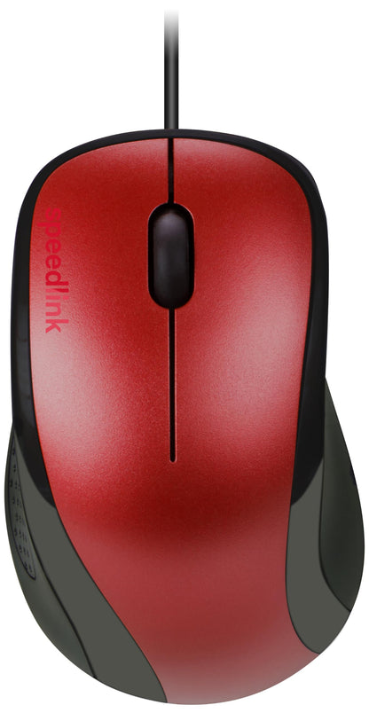 Speedlink Kappa Mouse - 3 Buttons Mouse with USB Connection for Office/Home Office, 1000 DPI, Driverless Installation, Ergonomic Shape for Gaming/PC/Notebook/Laptop, Red Wi