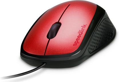Speedlink Kappa Mouse - 3 Buttons Mouse with USB Connection for Office/Home Office, 1000 DPI, Driverless Installation, Ergonomic Shape for Gaming/PC/Notebook/Laptop, Red Wi