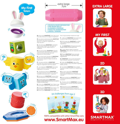 SMARTMAX - My First Totem, Magnetic Discovery Play Set with 24 Challenges, 7 pieces, 1 1/5-5 Years