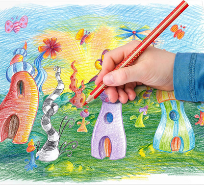 STAEDTLER 128 NC12P1 Noris Jumbo Coloured Pencils in Assorted Colours, Pack of 10 + 2, with Sharpener