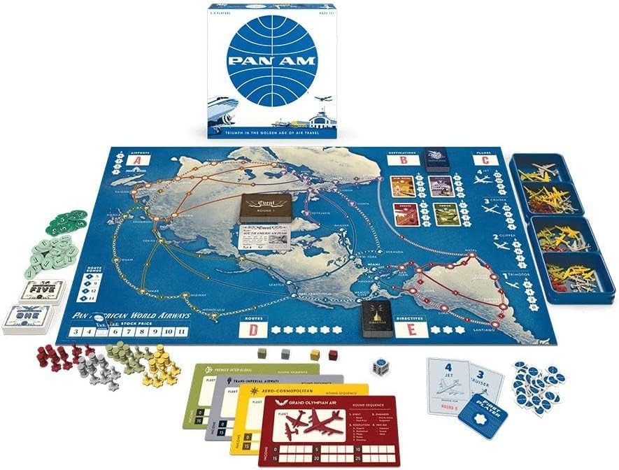 PAN AM Fun Strategy Board Game For The Whole Family - Includes 52 Airplane Miniatures From 4 Distinct Airline Eras (Ages 12+) Ideal for 2-4 Players - Funko 48719 Signature Games