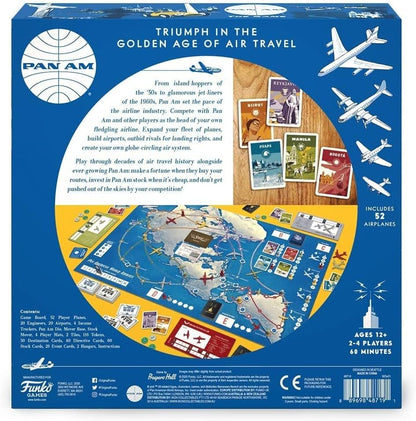PAN AM Fun Strategy Board Game For The Whole Family - Includes 52 Airplane Miniatures From 4 Distinct Airline Eras (Ages 12+) Ideal for 2-4 Players - Funko 48719 Signature Games