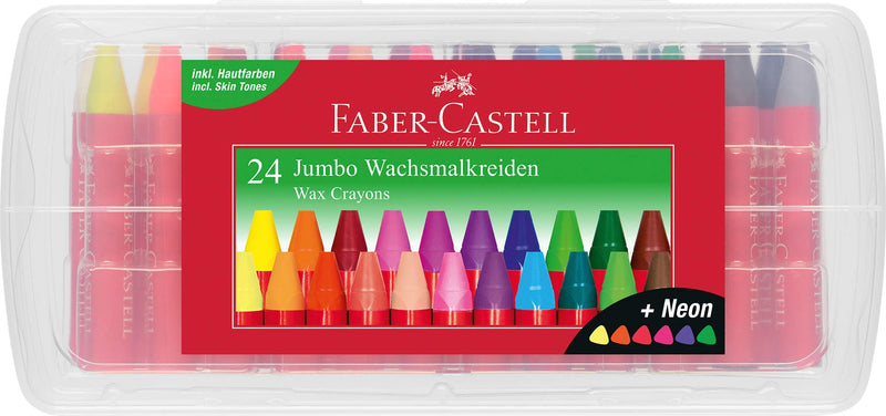 Faber-Castell - Jumbo Wax Crayons, 24 pc (120034), Neon