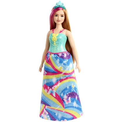 Barbie Dreamtopia Muñeca Hada con Top Azul y Falda Arcoiris, Curvy (Mattel GJK16