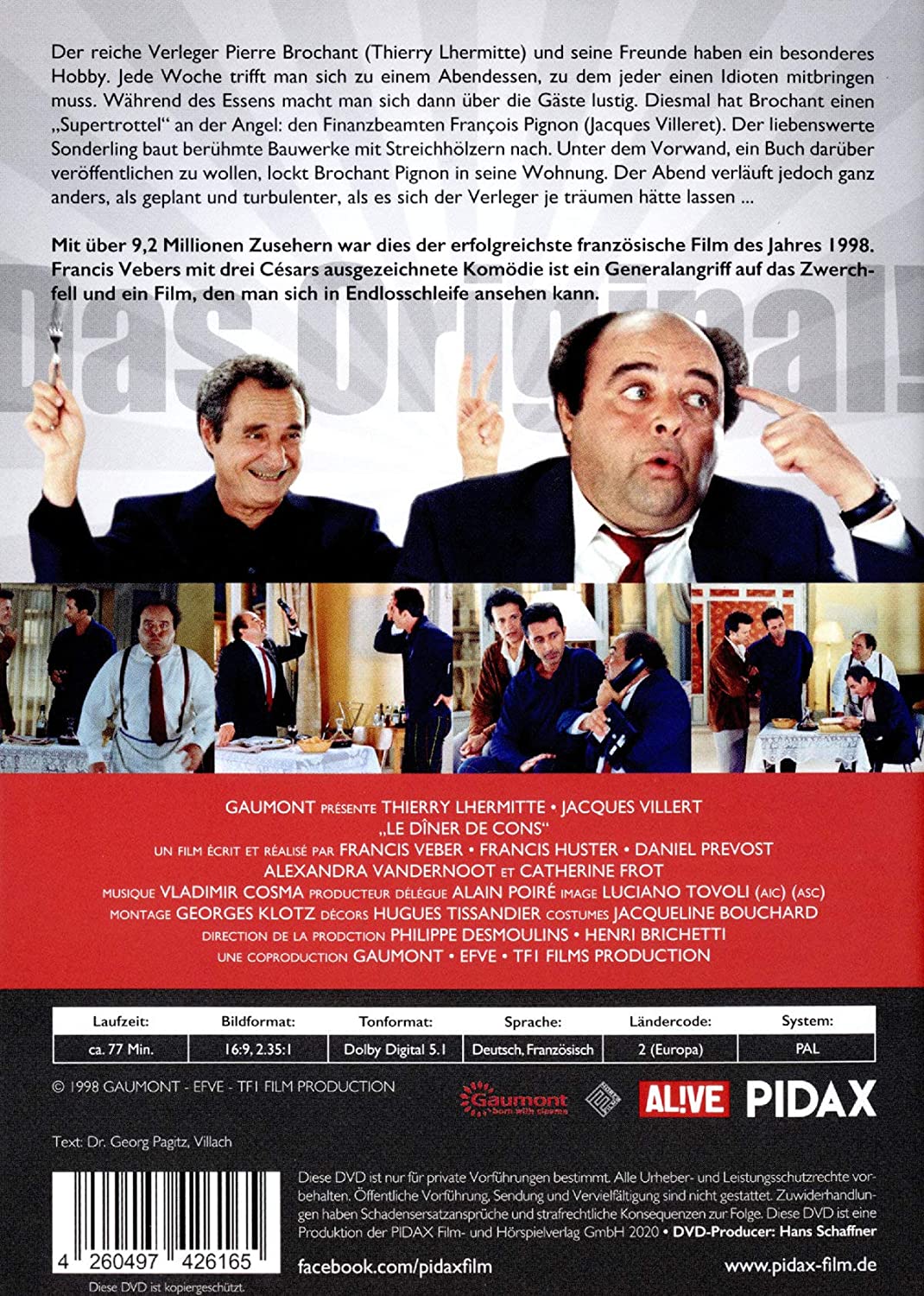 Dinner für Spinner (Le Dîner de cons) / Die originale französische Komödie mit Starbesetzung (Pidax Film-Klassiker