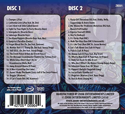 Zoom Karaoke CD+G - Karaoke Kings Vol. 1 - Classic Hip Hop (Double CD+G)  explicit_lyrics