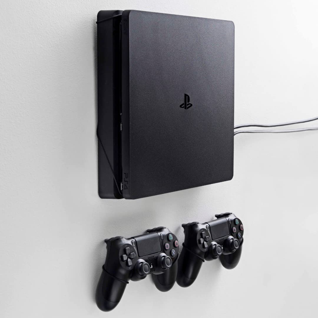 PS4 Slim Wall Mount by FLOATING GRIP - Bundle