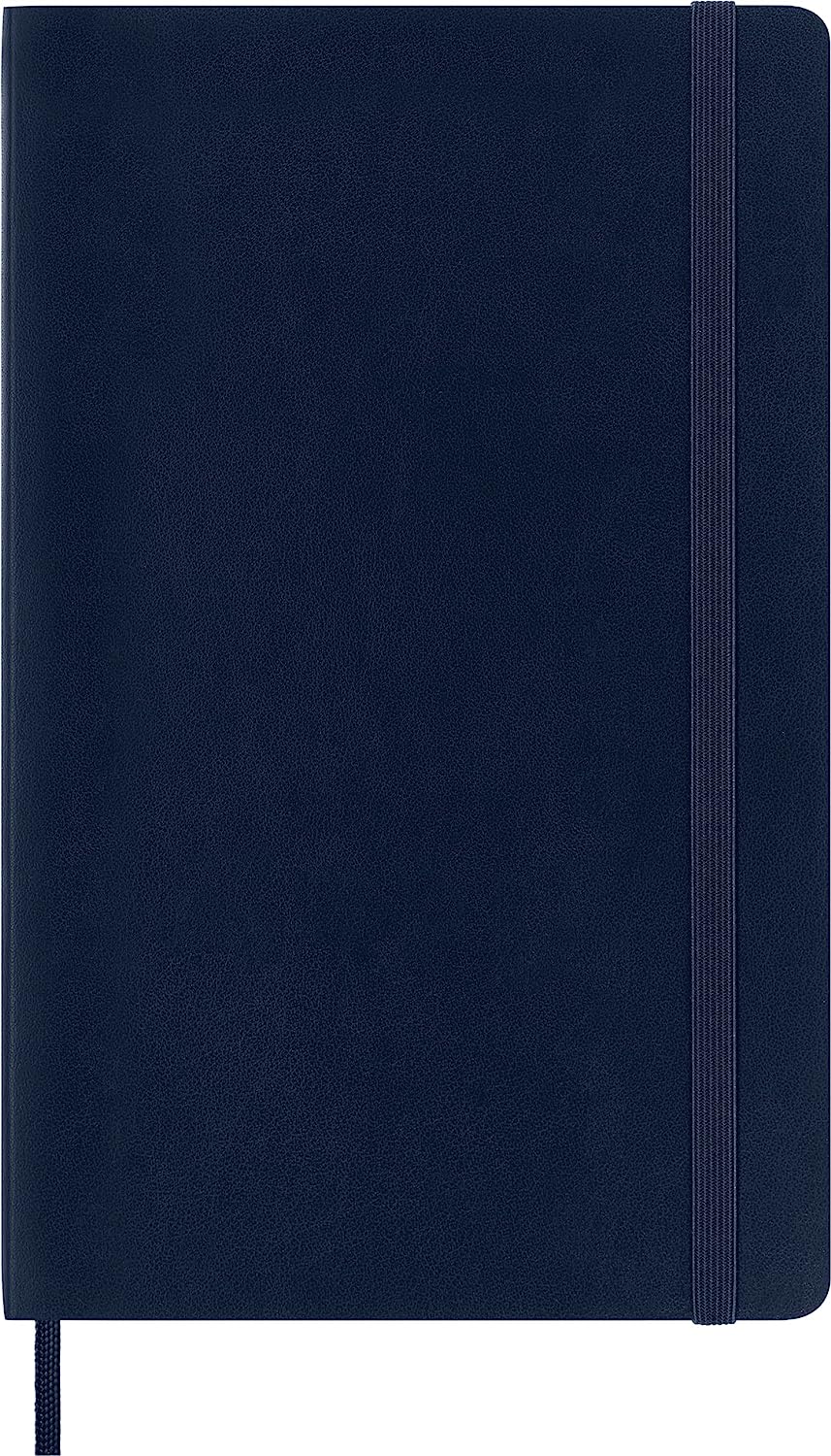 Moleskine Classic Dotted Paper Notebook, Soft Cover and Elastic Closure Journal, Color Sapphire Blue, Size Large 13 x 21 A5, 192 Pages