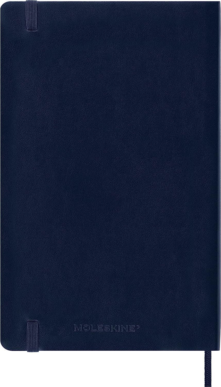 Moleskine Classic Dotted Paper Notebook, Soft Cover and Elastic Closure Journal, Color Sapphire Blue, Size Large 13 x 21 A5, 192 Pages