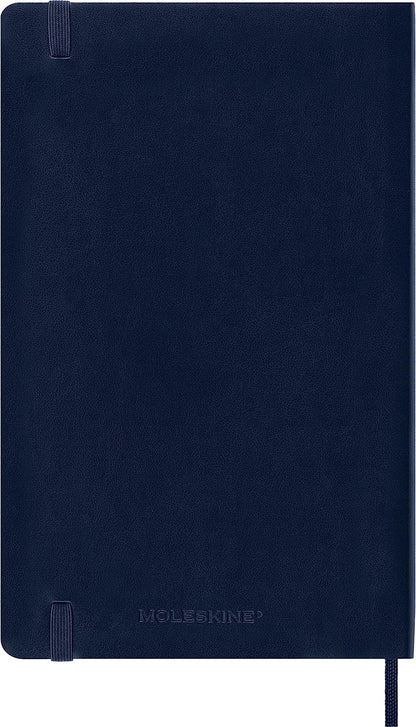 Moleskine Classic Dotted Paper Notebook, Soft Cover and Elastic Closure Journal, Color Sapphire Blue, Size Large 13 x 21 A5, 192 Pages