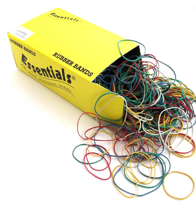 Whitecroft Essentials Rubber Bands - Assorted Sizes/Colours (Box of 454g