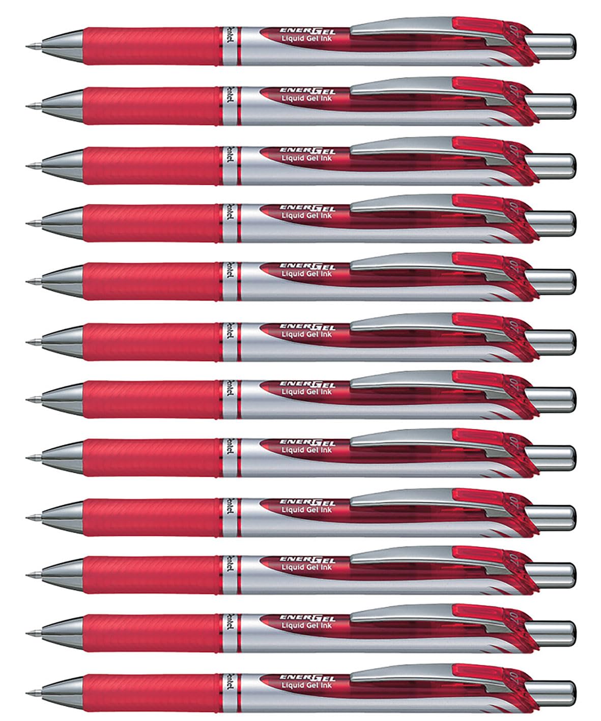 Pentel EnerGel XM BL77 - Retractable Liquid Gel Ink Pen - 0.7mm - 54% Recycled - Red - Box of 12