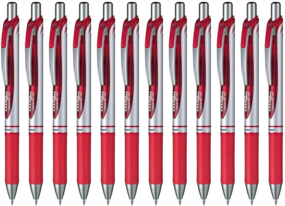 Pentel EnerGel XM BL77 - Retractable Liquid Gel Ink Pen - 0.7mm - 54% Recycled - Red - Box of 12