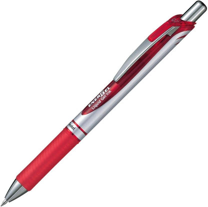 Pentel EnerGel XM BL77 - Retractable Liquid Gel Ink Pen - 0.7mm - 54% Recycled - Red - Box of 12