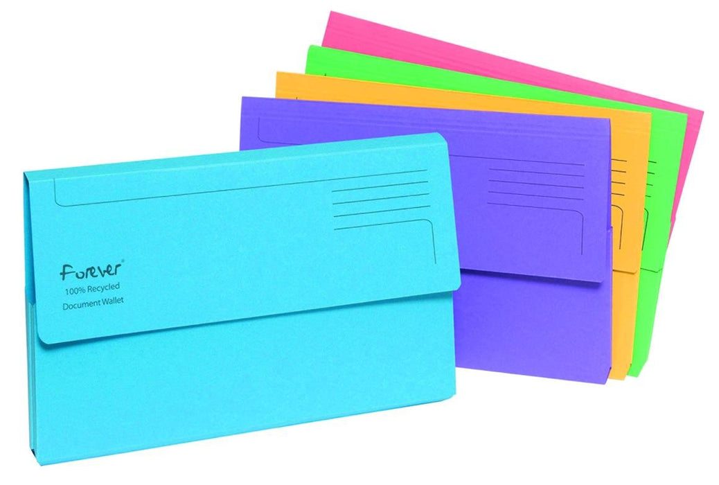 Exacompta Forever Document Wallets, 290 gsm, Foolscap - Assorted Colours