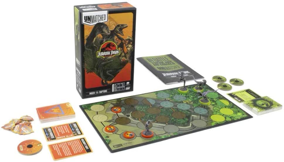 Iello | Unmatched Jurassic Park: InGen vs The Raptors | Board Game | Ages 14+ | 2 Players | 20-40 Minutes Playing Time