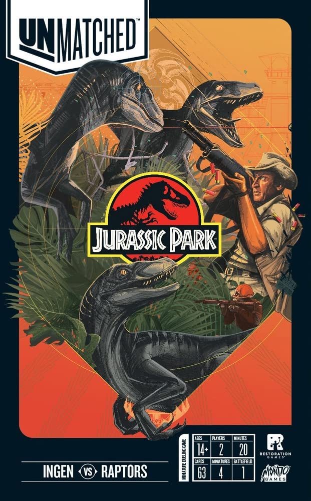 Iello | Unmatched Jurassic Park: InGen vs The Raptors | Board Game | Ages 14+ | 2 Players | 20-40 Minutes Playing Time