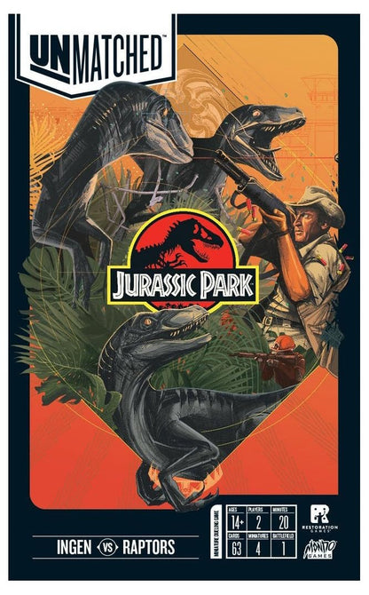 Iello | Unmatched Jurassic Park: InGen vs The Raptors | Board Game | Ages 14+ | 2 Players | 20-40 Minutes Playing Time