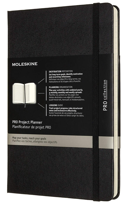 Moleskine Planificateur Professionnel et Carnet de Notes pour Objectifs, Journal de Productivité pour Projets et Gestion de Projets, Couverture Rigide, Large 13 x 21 cm, Couleur Noire, 288 Pages