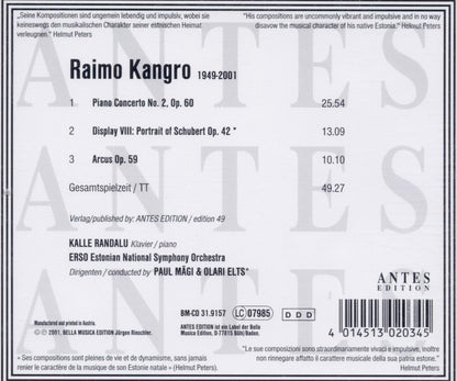 Kangro: Piano Concerto No. 2, Op. 60 / Display VIII: Portrait of Schubert, Op. 42 / Arcus, Op. 59
