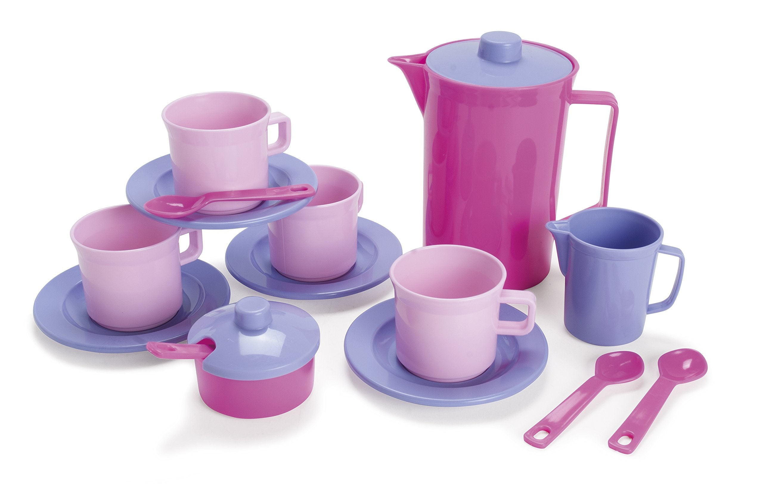 Dantoy Coffee Set For 4, Role Play Tea Party with 17 Pieces Pretend Play Toys for Kids – Princess Pink