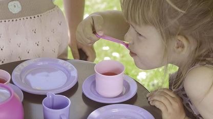 Dantoy Coffee Set For 4, Role Play Tea Party with 17 Pieces Pretend Play Toys for Kids – Princess Pink