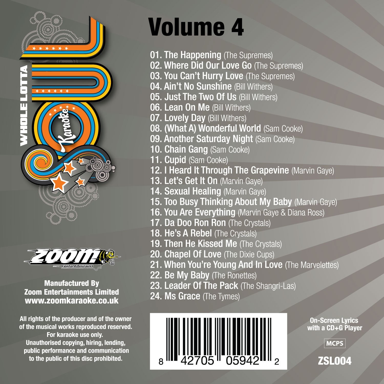 Zoom Karaoke CD+G - Whole Lotta Soul And Motown - Volume 4