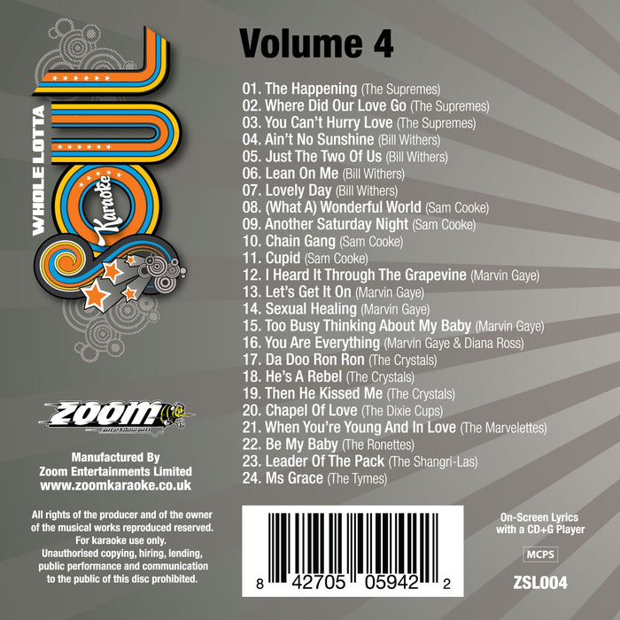 Zoom Karaoke CD+G - Whole Lotta Soul And Motown - Volume 4