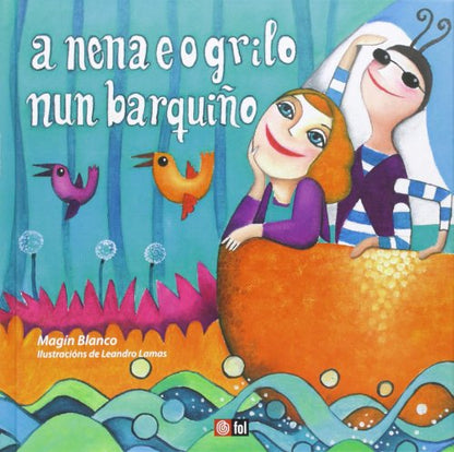A nena e o grilo nun barquiño