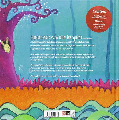 A nena e o grilo nun barquiño