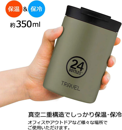 24Bottles Thermal Travel Mug | Stainless Steel Thermos Mug BPA | 12Hours Cold 6Hours Hot | Travel Tumbler | Original Italian Design (Sage, 350ml)