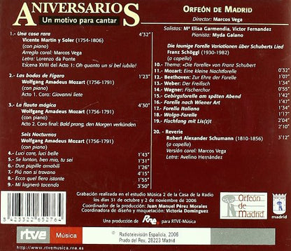 Orfeon De Madrid. Aniversarios. Un Motivo Para Cantar