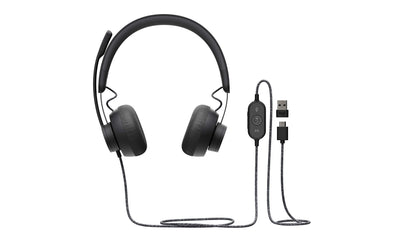 Logitech Zone Wired Auriculares con micrófono dotado de supresión de Ruido, USB-C con Adaptador USB-A - Grafito