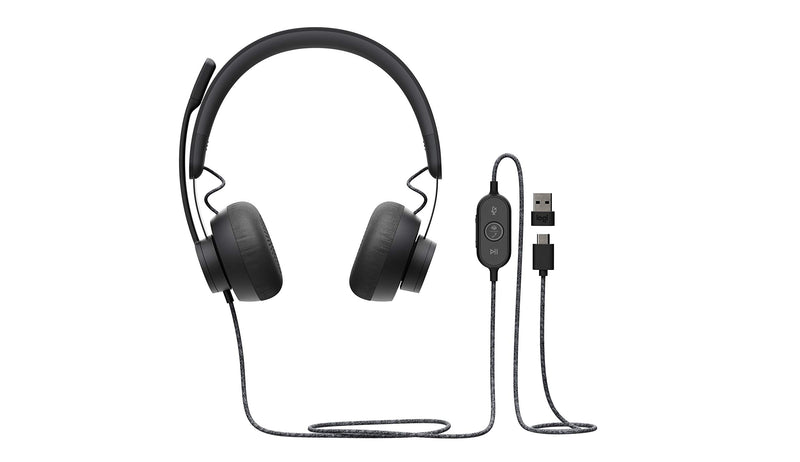 Logitech Zone Wired Auriculares con micrófono dotado de supresión de Ruido, USB-C con Adaptador USB-A - Grafito