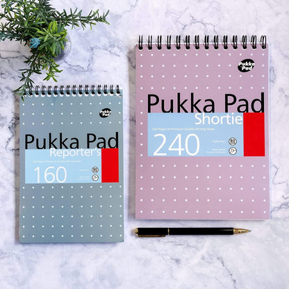 Pukka Pad, Shortie Writing Pad 3-Pack – 23.5 x 17.8cm – Wire Head-Bound Notebook with 8mm Lines on 80GSM White Paper with Perforated Edges for Easy Removal – 240 Pages
