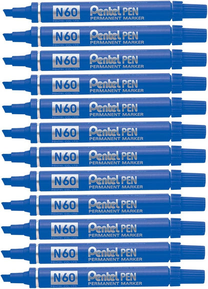 Pentel N60 Permanent Marker Chisel Tip Max.6mm Line Blue Ref N60-C