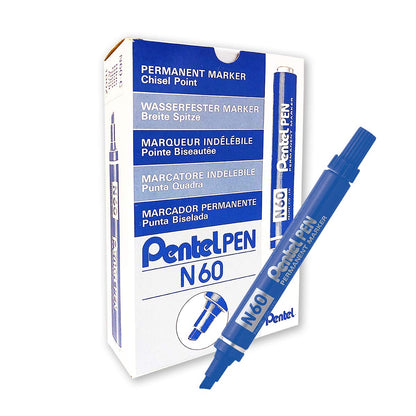 Pentel N60 Permanent Marker Chisel Tip Max.6mm Line Blue Ref N60-C