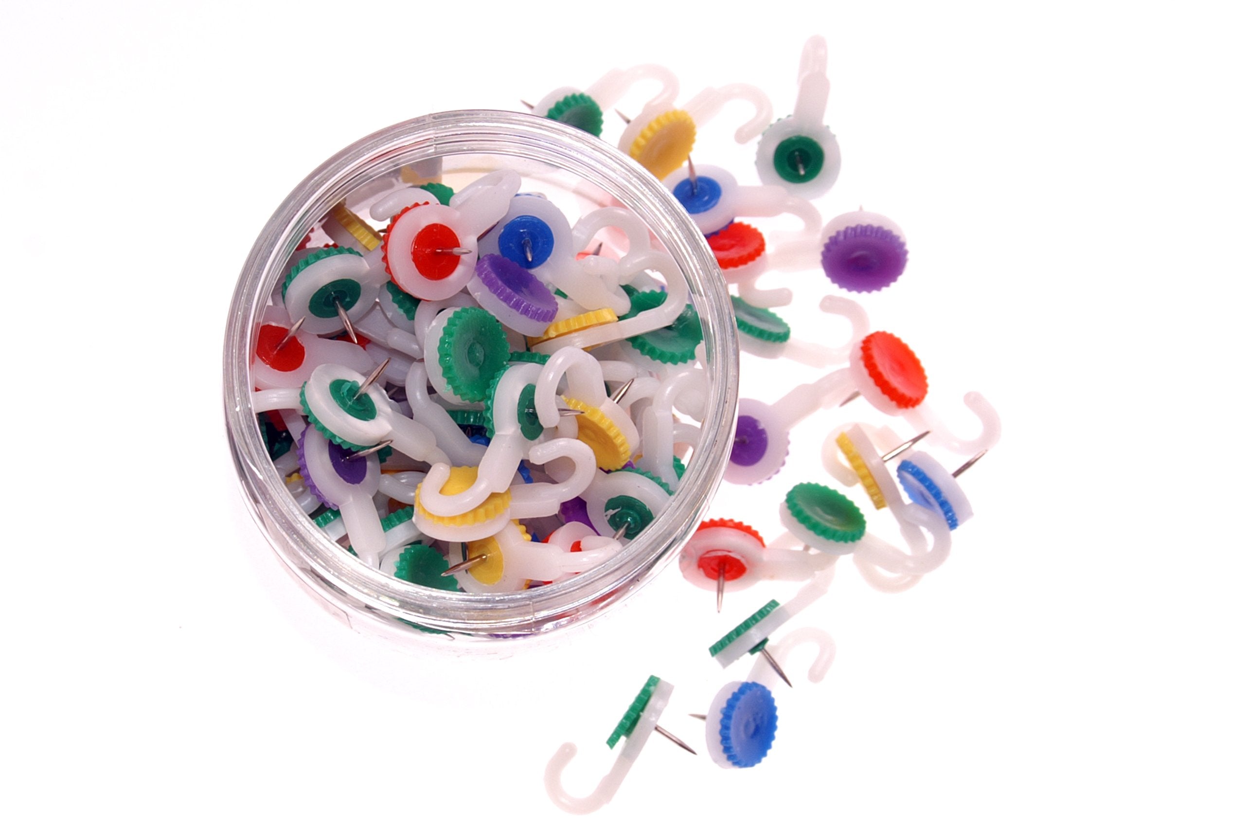Whitecroft Essentials Tubs Hook Push Pins - Assorted Colours (Pack of 100