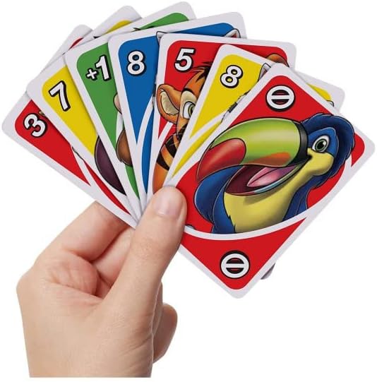 Mattel Games UNO Junior Card Game for Kids with Simple Rules, Levels of Play and Animal Matching for 2-4 Players