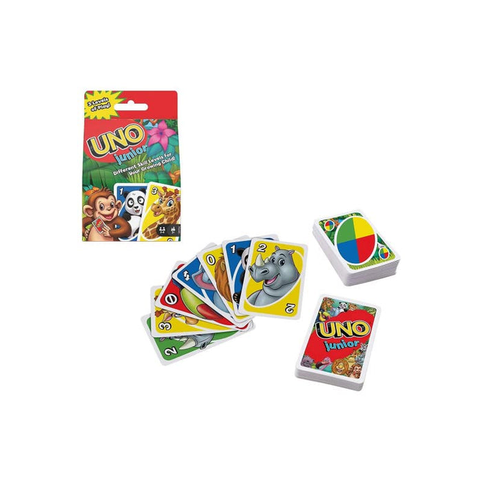 Mattel Games UNO Junior Card Game for Kids with Simple Rules, Levels of Play and Animal Matching for 2-4 Players