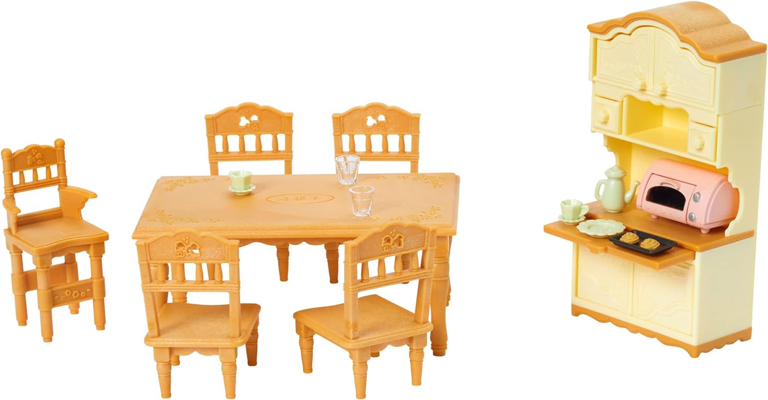 Sylvanian Families 5340 Dining Room Set, Multicolor & 5338 Children's Bedroom Set, Multicolor