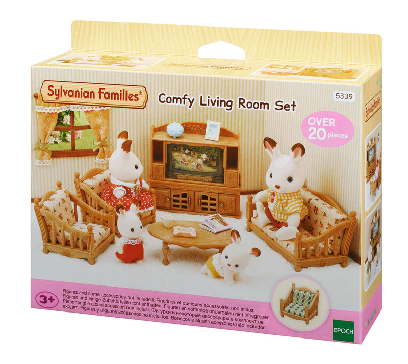 Sylvanian Families Comfy Living Room Set & 5338 Children's Bedroom Set, Multicolor