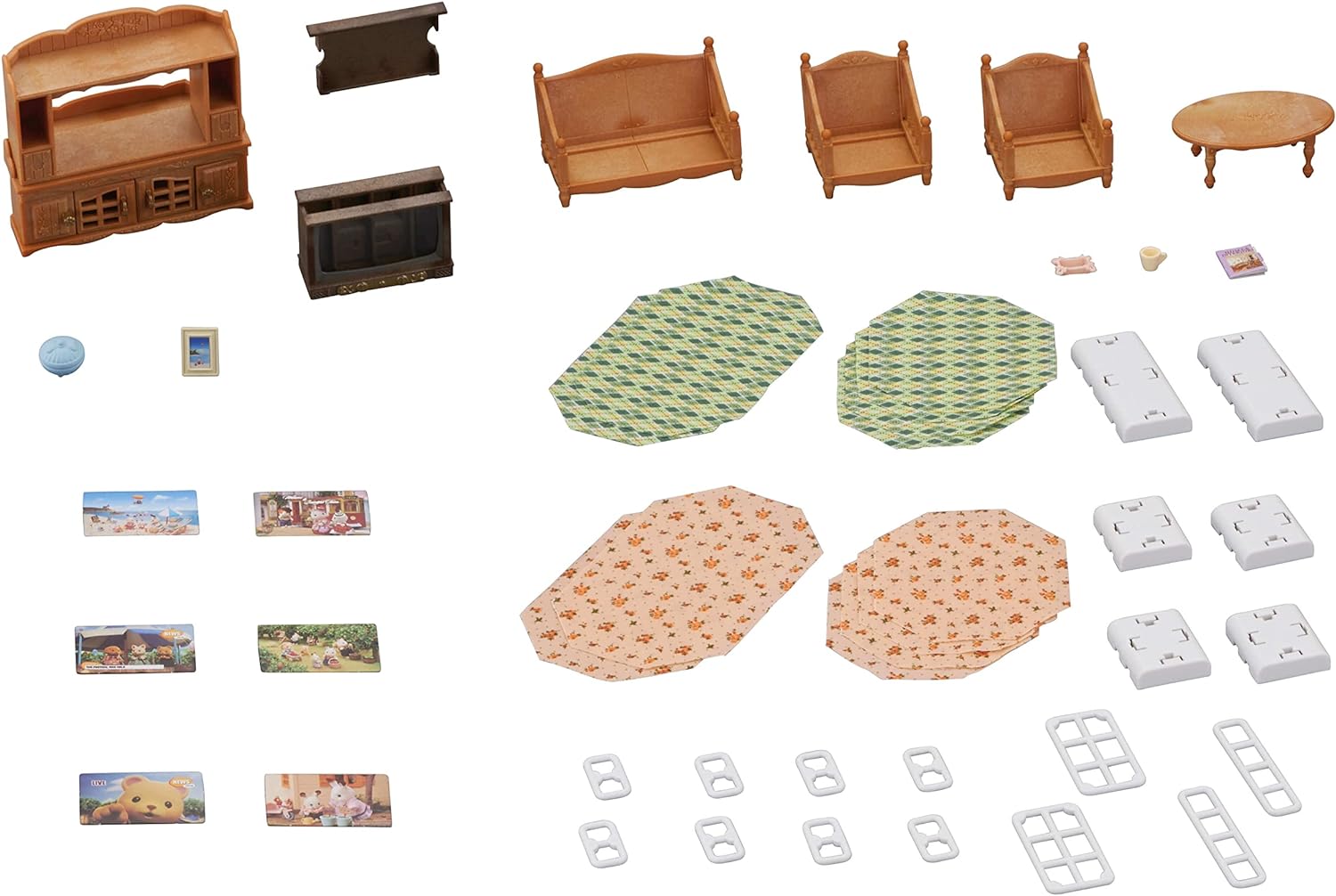 Sylvanian Families Comfy Living Room Set & 5338 Children's Bedroom Set, Multicolor