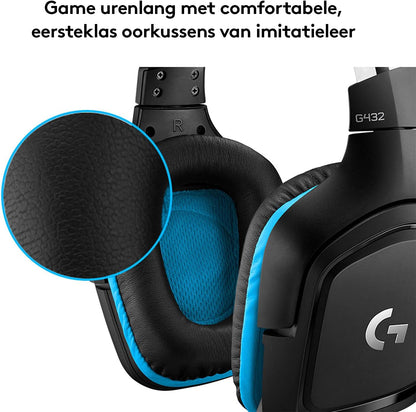 Logitech G432 kabelgebundenes Gaming-Headset, 7.1 Surround Sound, DTS Headphone:X 2.0, Bügelmikrofon mit Flip-Stummschaltung, Ohrpolster mit Kunstleder, PC/Mac/Xbox One/PS4/Nintendo Switch - Schwarz