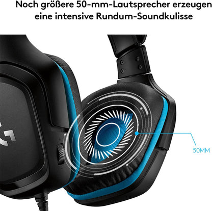 Logitech G432 kabelgebundenes Gaming-Headset, 7.1 Surround Sound, DTS Headphone:X 2.0, Bügelmikrofon mit Flip-Stummschaltung, Ohrpolster mit Kunstleder, PC/Mac/Xbox One/PS4/Nintendo Switch - Schwarz