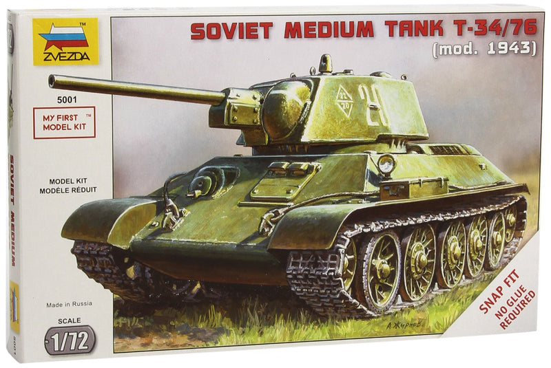 Zvezda 500785001 - Maqueta de Tanque Ruso T34/76 Snap-Fit de la Segunda Guerra Mundial (Escala 1:72