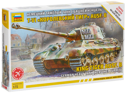 Zvezda 500785023 – 1:72 King Tiger Henschel – Plastic Construction Model Kit – Assembly – for Beginners – Detailed, Camouflage