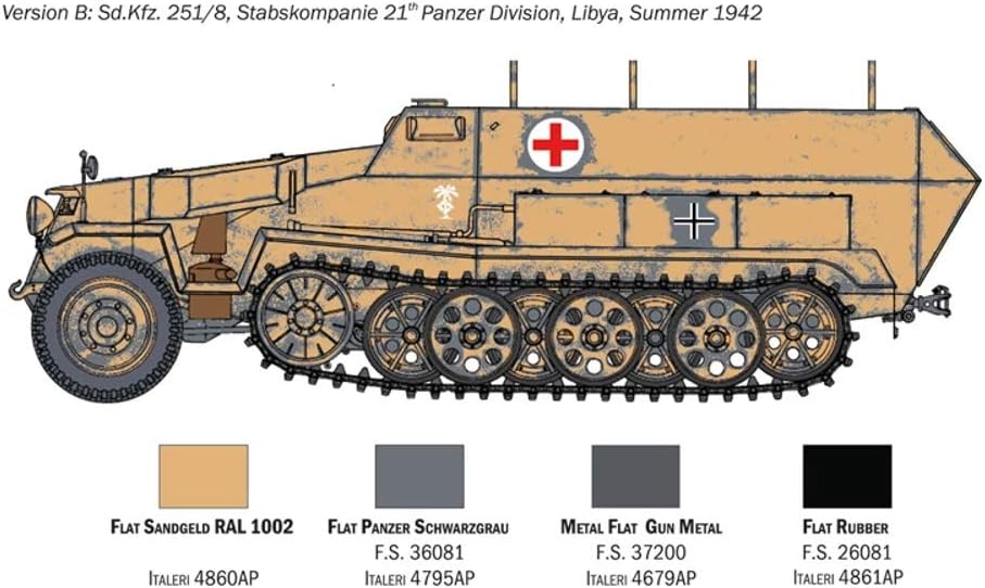 Italeri 7077S 1:72 Sd.Kfz. 251/8 Ambulance, Faithful Replica, Model Making, Crafts, Hobbies, Gluing, Plastic kit, Assembly