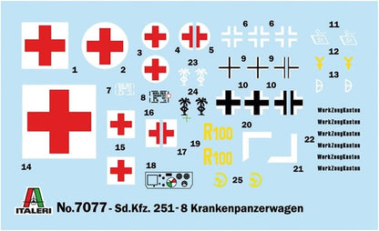 Italeri 7077S 1:72 Sd.Kfz. 251/8 Ambulance, Faithful Replica, Model Making, Crafts, Hobbies, Gluing, Plastic kit, Assembly