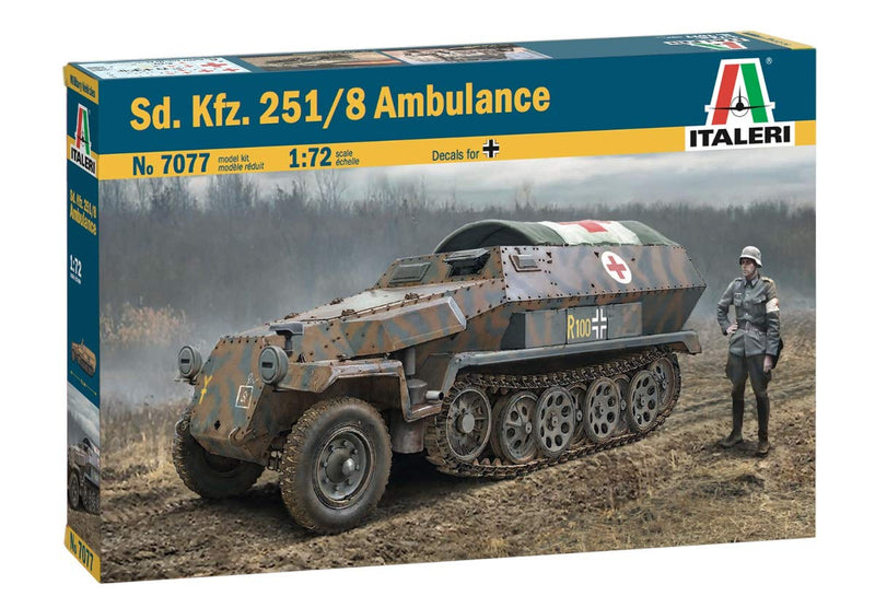Italeri 7077S 1:72 Sd.Kfz. 251/8 Ambulance, Faithful Replica, Model Making, Crafts, Hobbies, Gluing, Plastic kit, Assembly